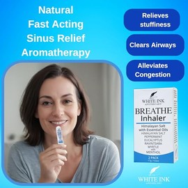 White Ink White Ink Breathe Better Pink Himalayan Sea Salt Nasal Inhaler | Congestion | Allergy | Focus | Aromatherapy Sinus | Lung (2)