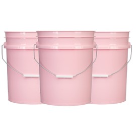 House Naturals 5 Gallon Pink Food Grade Plastic Storage Bucket (Pack of 3) Made in USA (Pink Buckets Without Lids)