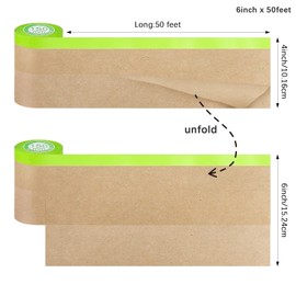 QUYLIXX 4 Rolls Pre-Taped Masking Paper for Painting - 6 inch x 50 feet Tape and Drape Painters Paper, Paint Adhesive Protective Paper Roll for Covering Skirting, Frames, Cars and Auto Body