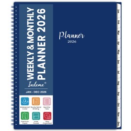 2026 Planner, 2026 Planner Weekly and Monthly from Jan 2026 - Dec 2026, 9" x 11" Planner 2026, 2026 Calendar Planner with Monthly Tabs, Pocket, Twin-Wire Binding, Premium Paper, Holidays