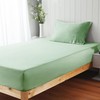 Zaizaihome 100% Viscose Derived from Bamboo Fitted Sheet Set 2 Piece - 1 Pillowcase 1 Fitted Sheet, Hotel Luxury Silky Bedding, Ultra Soft, Cooling for Hot Sleepers(Green Twin XL)