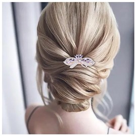 Allereya Crystal Hair Clip Hair Clip Purple Rhinestone Flower Hair Clip Crystal Wedding Headpiece CZ Headpiece Bridal Hair Accessories for Women and Girls (Purple)