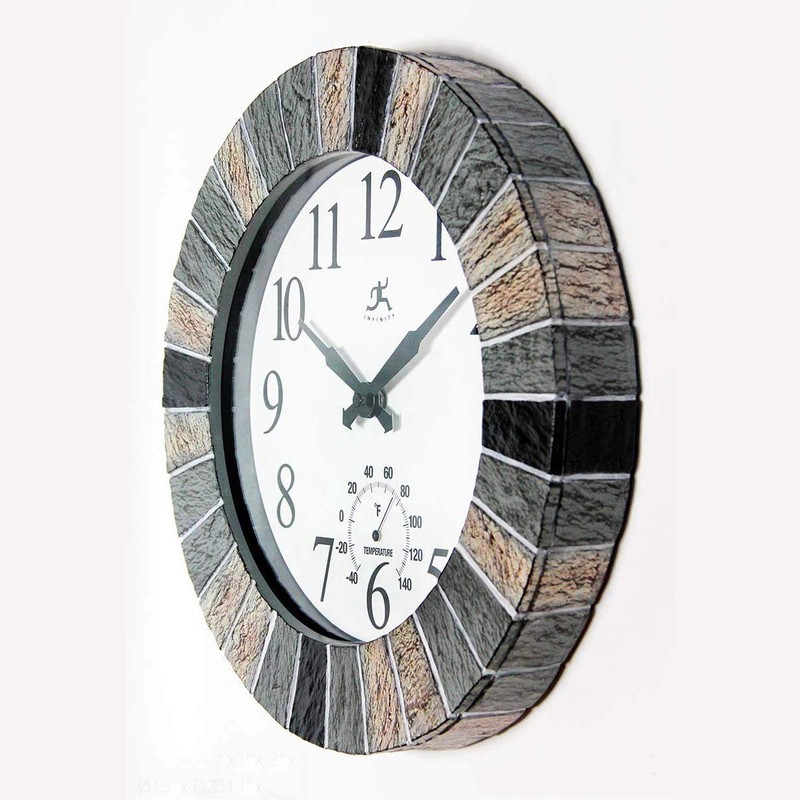 Infinity Instruments Slate 13 inch Outdoor Wall Clock Faux Slate