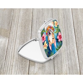 Caroline's Treasures English Bull Terrier Luau Compact Mirror Decorative Travel Makeup Mirror for Women Girls Gifts Pocket Makeup Mirror Folding Handheld