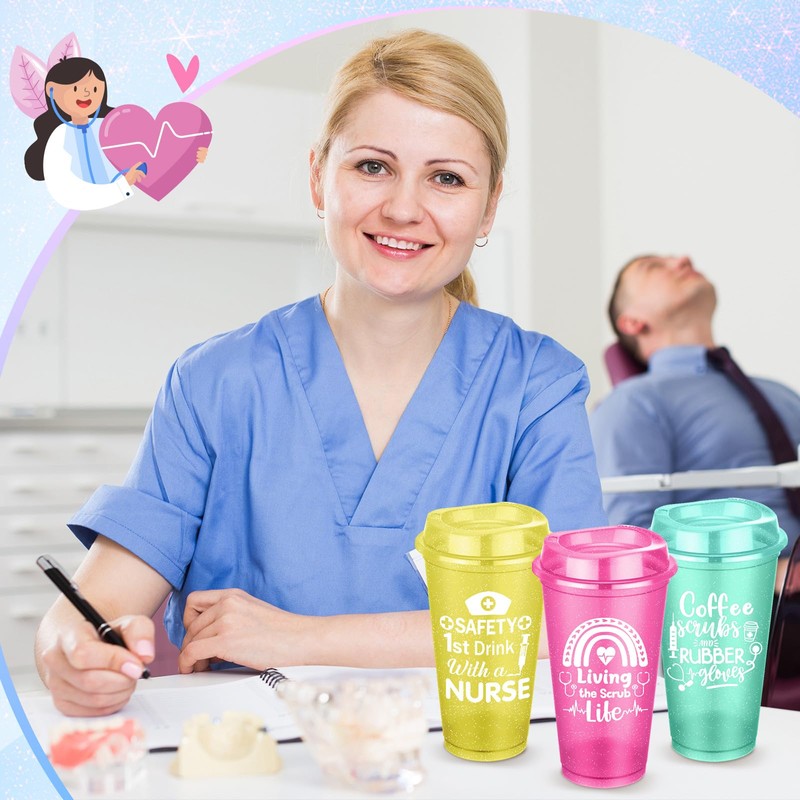 40 Pcs Nurse Appreciation Gifts Bulk 16oz Reusable Plastic Cups