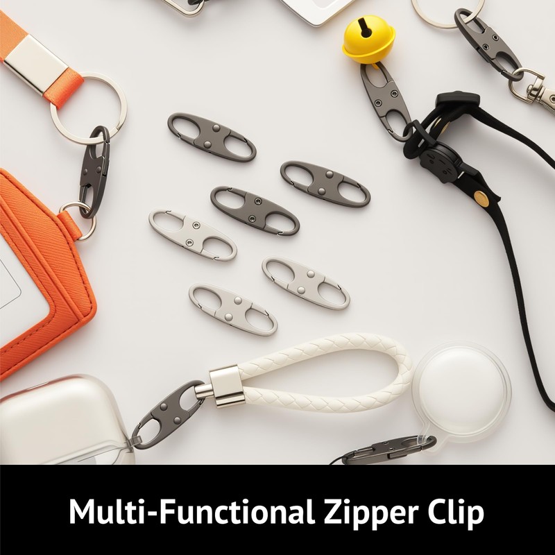 zelin Anti Theft Zipper Clips Double Opening, 4Pcs Zinc Alloy