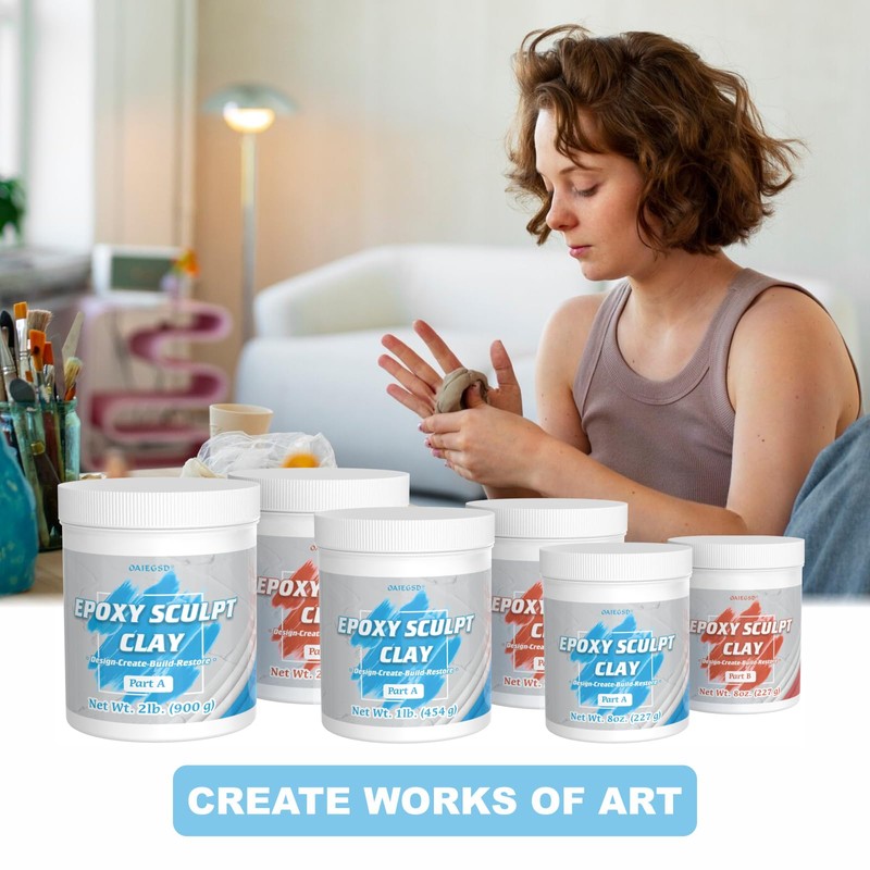 4 Pound White Epoxy Putty Sculpt Clay, 2 Part (A