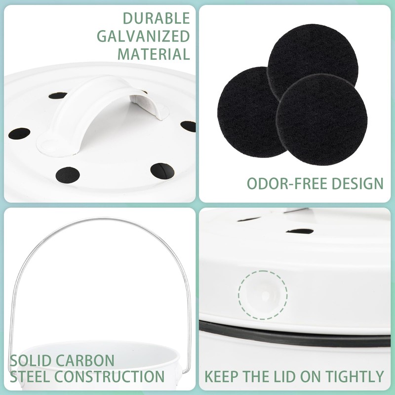 Vipush Compost Bin with Lid Small Countertop Compost Bin includes