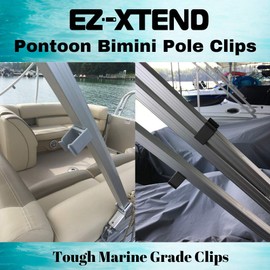 EZ-Xtend Pontoon Bimini Top Clips for Square Frames. Secures Your Pontoon Support Poles to Frame. Available in 3 Sizes, Black and Gray, Marine Grade, Made in USA. Sold in Pairs. (Gray, 1-1/4" Clips)