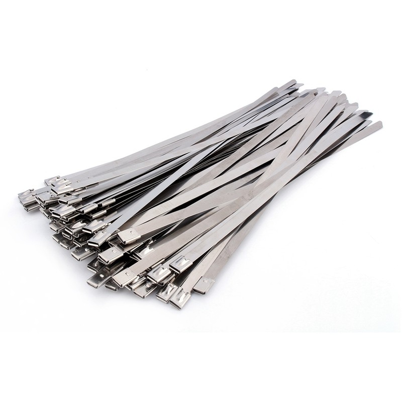 50pcs 12" Stainless Steel Exhaust Wrap Coated Self Locking Cable