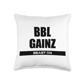 BEAST ON BBL Gainz Fitness Body Workout Gym Bodybuilding Motivation Throw Pillow, 16x16, Multicolor