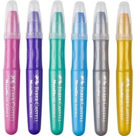 Faber-Castell Sparkling Metallic Gel Pastels, Assorted – Pack of 6, (21-010041)