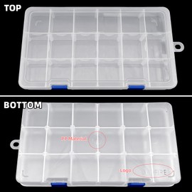 DUOFIRE Plastic Organizer Container Storage Box Adjustable Divider Removable Grid Compartment for Jewelry Beads Earring Tool Fishing Hook Small Accessories(18 grids, White X 4)
