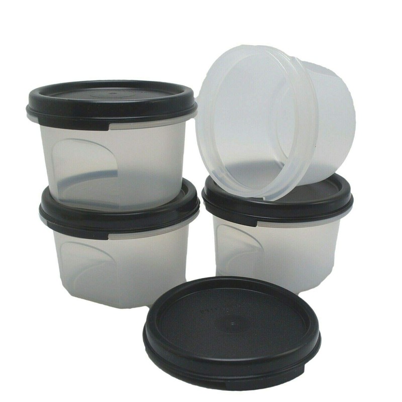 Tupperware Modular Mates Round #1 Black Seals Set of 4
