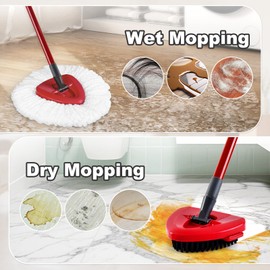 Mop Heads Replacement for Ocedar, Mop Replace Head for Ocedar EasyWring 1 Tank, Microfiber Spin Mop Refills, Include 4 Spin Mop Replacement Head Deep Cleaning Machine Washable with 2 Scrubber Mop Head