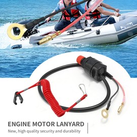 Vkinman Universal Boat Outboard Lanyard Engine Motor Kill Urgent Stop Switch and 2 pcs Safety Lanyard Tether Cord Replacement for YamahaTohatsu Honda Outboard Motors