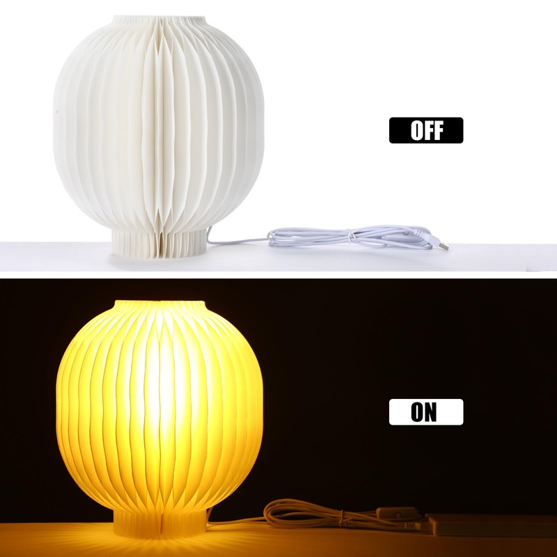 Gulfmew 2 Sets Desk Lam, Modern 3D Honeycomb Paper Lantern