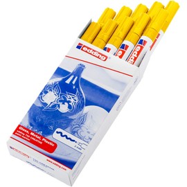edding 750 gloss paint marker - yellow - 10 paint markers - round tip 2-4 mm - paint pen for glass, pebbles, wood, plastic, paper - waterproof, high coverage