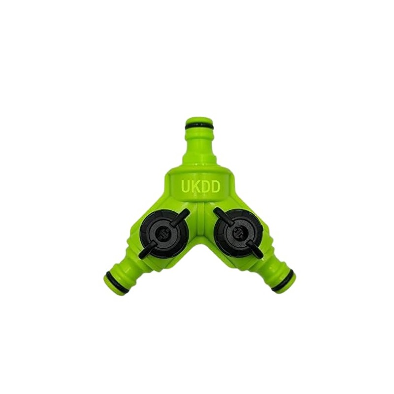 UKDD® Dual Tap Connector Comfort Grip Shut-Off Valves Hose Splutter