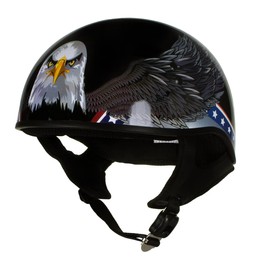 Hot Leathers HLT68 'Eagle' Black Advanced DOT Approved Motorcycle Skull Cap Half Helmet for Men and Women Biker - Large