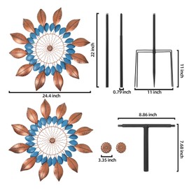 FAHKNS Garden Wind Spinners 360°, Outdoor Metal Windmill Yard Spinners 84 Inch Height Dual Directions Twin Rotor Wind with Kinetic, Wind Spinner Outdoor for Yard and Garden Art Decor