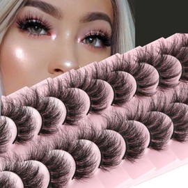 FANXITON Mink Lashes 19 MM Curly Natural Look 3D Eyelashes 10 Pairs Pack