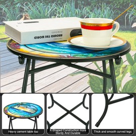 Indoor Outdoor Metal Round Side Table, 14 Inch Round Patio Coffee Bistro Table, Weather Resistant Black Metal Side Table for Patio Porch Garden Balcony Yard, Plant Stand for Indoor Outdoor Use