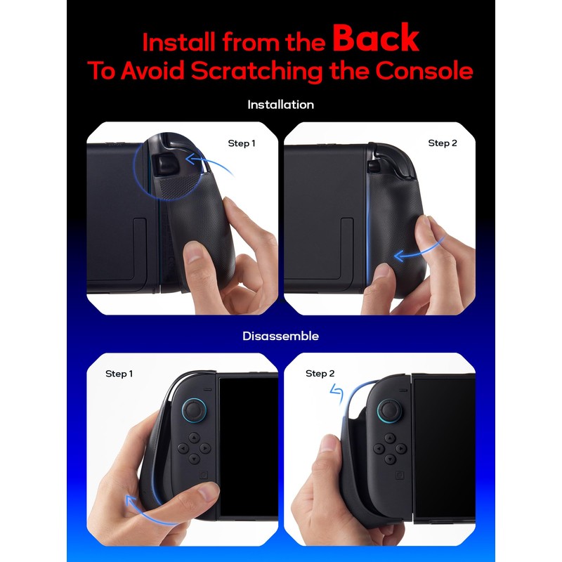JSAUX Protective Case for Switch 2, Split Grip Case with