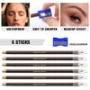 6Pcs Eyebrow Pencils for Women Medium Brown,Wooden Hard-Core Eyebrow Eyeliner