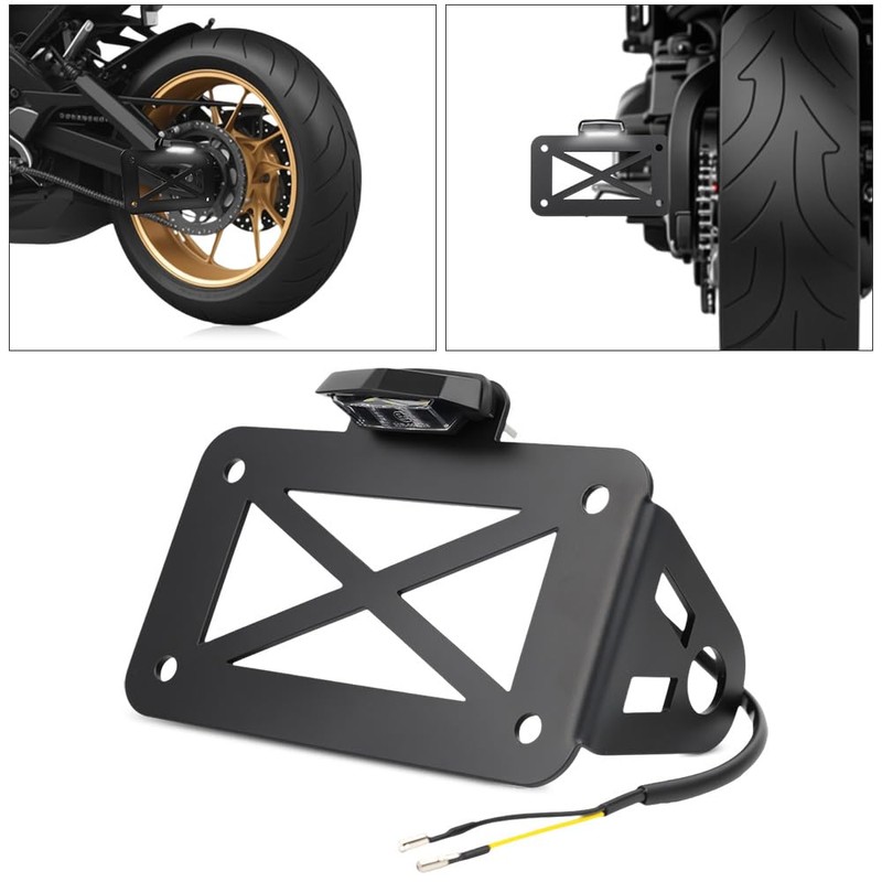 KACEPAR Motorcycle Side Mount LED Tail Light License Plate Holder
