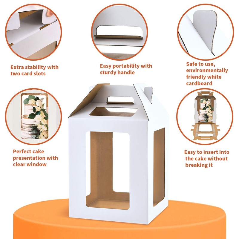 Hzzycaxli 2 Pack Tall Cake Boxes for Tier Cakes,10x10x12 Inch