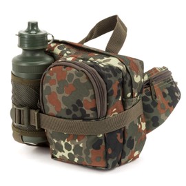 Commando Industries Bum Bag with Water Bottle Belt Bag Black BW Camouflage Outdoor Pack, German army camouflage