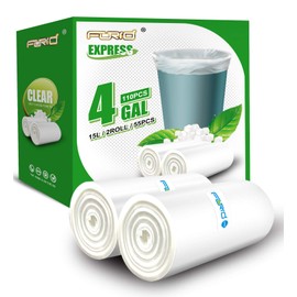 Clear Small Trash Bags 4 Gallon Garbage Bags FORID Wastebasket Bin Liners 110 Count Plastic Trash Bags for Bathroom Bedroom Office Trash Can 15 Liters