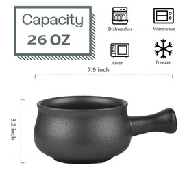 vicrays French Onion Soup Bowls With Handles, 26 Ounce for Soup, Chili, Beef Stew, Chip Resistant, Dishwasher Microwave Safe, Set of 4 (Green)