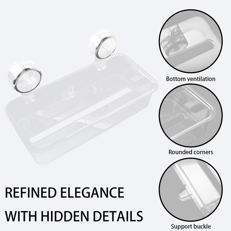 Suction Cup Tissue Box Transparent - Wall Mounted No Drilling