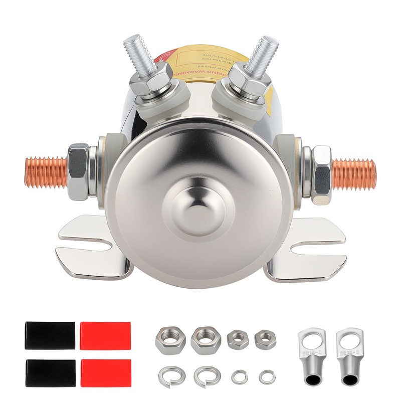 4-Terminals Max 300A Heavy Duty Solenoid Relay Nickel-Plating for Golf