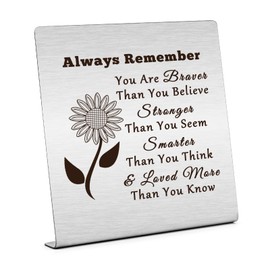 Inspirational Desk Decor Sign for Home Office Friendship Gift for Women Motivational Gifts for Coworker Cheer Up Gift Positive Desk Decor Plaque Keepsake Sunflower Decor for Friend Birthday Gifts