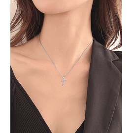 YL Initial Pendant Necklace for Men Women 925 Sterling Silver F Letter Pendant Cubic Zirconia Alphabet Jewelry