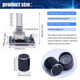 Taiss KY-040 Rotary Encoder Module KY-040 360 Degree Rotary Encoder Switch with Push Button for Automotive Electronics Multimedia Audio KY-040 Pack of 5