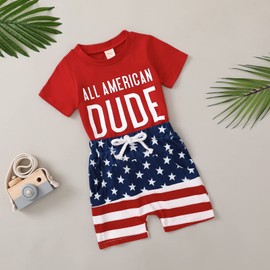 YINGISFITM 4th Fourth of July Baby Boy Girl Outfit Short Sleeve T Shirts Top America Flag Shorts Family Macthing Set (red stars stripes,2-3T Months)