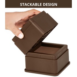 Utopia Bedding Bed Risers 3 Inch - Pack of 8 - Adjustable Furniture Risers 3 & 6 inch - Anti Slip Foam & Rubber Pad - Stackable Bed Lifts Risers Heavy Duty for Sofa, Bed, Table, Couch & Chair (Brown)