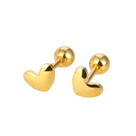 Cute Heart Cartilage Helix Stud Earrings for Women Teen Girls 925 Sterling Silver Tiny Love Hearted Screw Back Ball Tragus Conch Small Studs Earring Dainty 14k Golden Plated Sleeper Jewelry Christmas Gifts Valentine's Day 20G