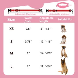 Petbuy Reflective Nylon Dog Collars 2pcs,with Quick Release Buckle,Adjustable Safety Nylon Collars for Small Medium Large Dogs (XS-Small :Width 5/8",Neck 8"-12", Black Red)