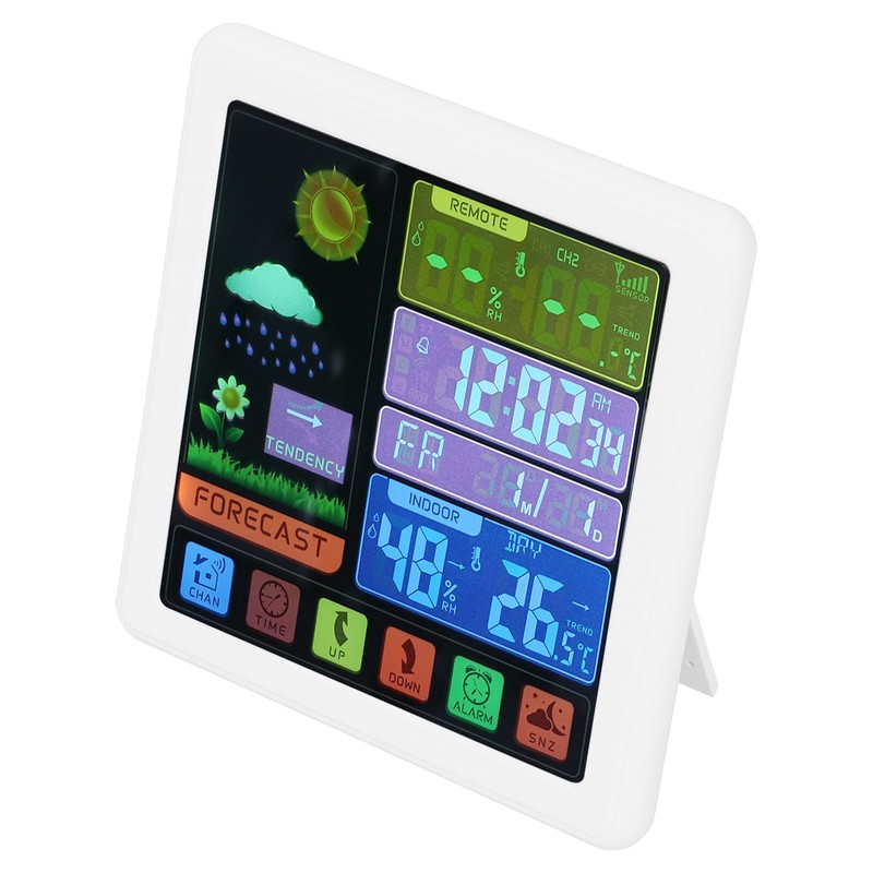 Wireless Weather Clock Digital Thermometer Hygrometer with Touch Screen for
