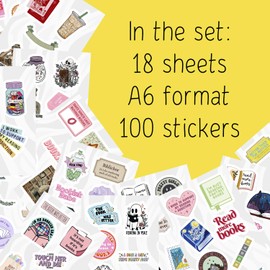 100Pcs Book Stickers Aesthetic for Kindle Adult, Laptop & Water Bottles - Book Lover Gifts, Books and Reading Stickers, Reader Decals