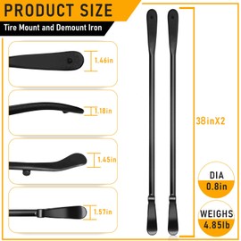 HTZSSON 2 PCS Tire Bar, Tire Spoon, Tire Mount and Demount Iron, Ideal for Auto/Truck Maintenance, Replaces Manual Tire Changers (30 inch + 38 inch)