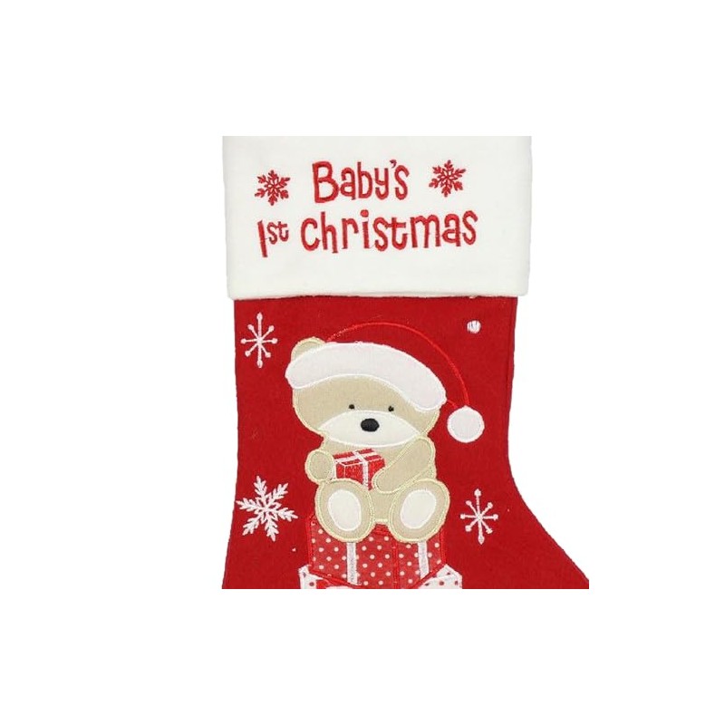 Widdle Gifts Baby's 1st Christmas Keepsake Stocking with Embroidered Teddy