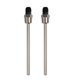 Pack of 2 Immersion Sleeves, Stainless Steel, 1/2 Inch - Protective Tube for Temperature Sensor & Temperature Sensor, 8 x 150 mm Immersion Sleeves for Thermocouples, Suitable for Heating Systems and