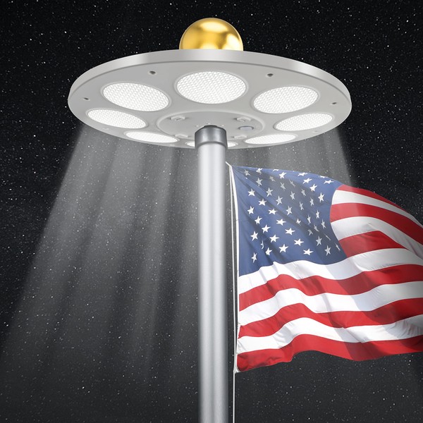 PPQ Solar Flagpole LED Light,New 136 LED 10000h Lifespan Flag