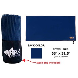 SHARX Toalla de Microfibra Deportiva Grande 80 x 160cm + Toalla Chica de Regalo (Azul Marino)